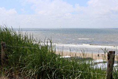 Yazın Hollanda 'da Kuzey Denizi kıyısında bir sahil.