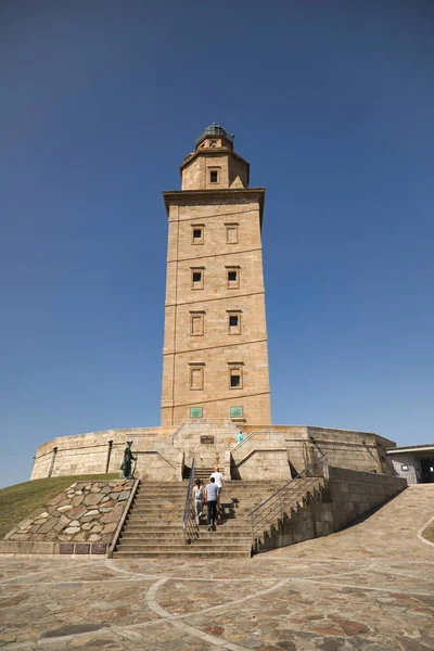 Roman lighthouse known as the Tower of Hercules, being the only Roman lighthouse and the oldest in the world in operation. Concept architecture, lighthouse, coast, shipwreck. Vertical position.