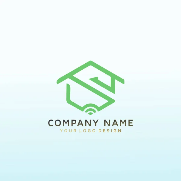 Inteligente Casa Vetor Logotipo Design Letra —  Vetores de Stock
