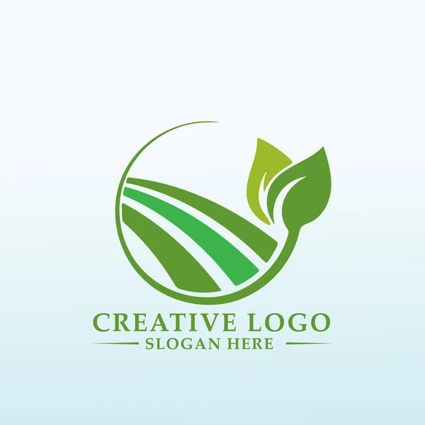 Logotipo Para Explotación Producir Productos Ecológicos Leche Cultivos Hortalizas — Archivo Imágenes Vectoriales