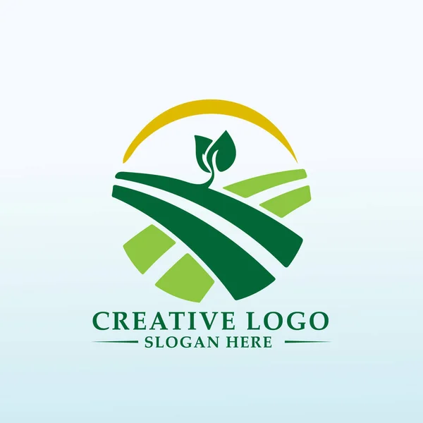 Логотип Сельского Хозяйства Производства Органической Продукции Молока Культур Овощей — стоковый вектор