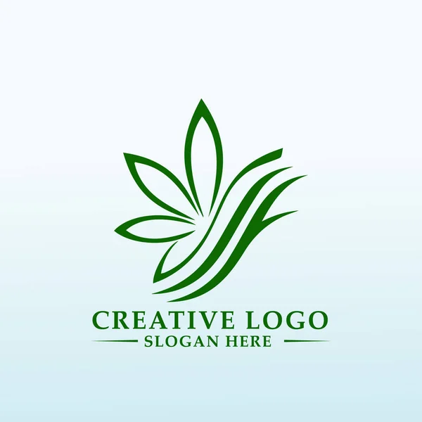 Cultivador Atualmente Com Foco Logotipo Cânhamo —  Vetores de Stock
