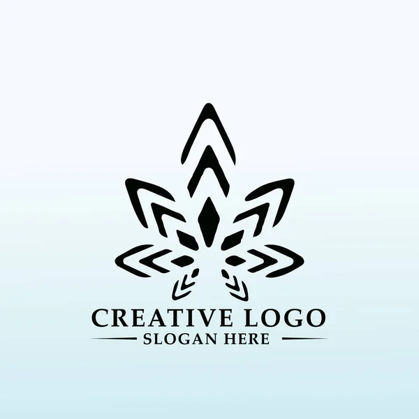 Marijuana Crescimento Brand Logo Design — Vetor de Stock