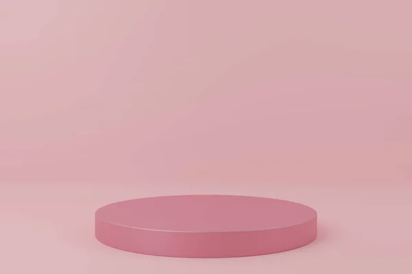 Визуализация Иллюстрации Макет Подиумов Цилиндра Розовом Фоне Дизайн Окружностью Пустого — стоковое фото