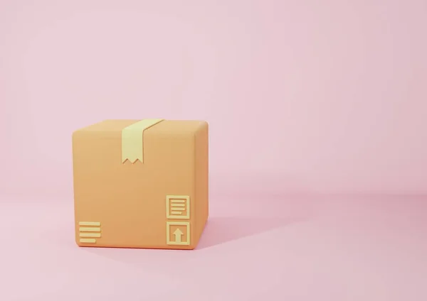 Ілюстрація Мультфільму Мінімальна Картонна Коробка Або Пакет Доставки Коричневі Коробки — стокове фото