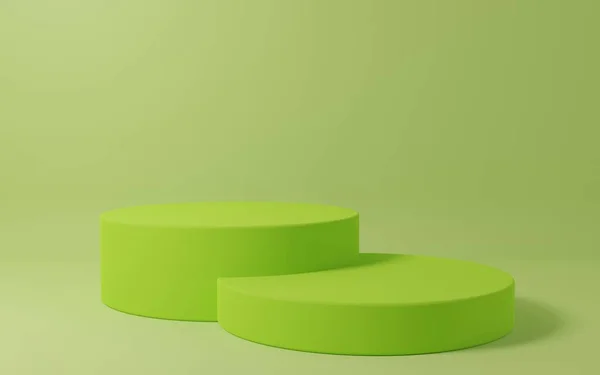Rendering Illustration Mock Zylinder Podeste Auf Grünem Hintergrund Minimales Design — Stockfoto