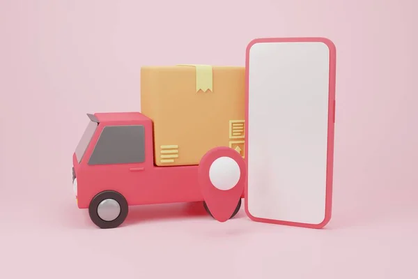 Karton Bir Kutu Akıllı Telefon Kargo Kutusu Lojistik Teslimat Paketiyle — Stok fotoğraf