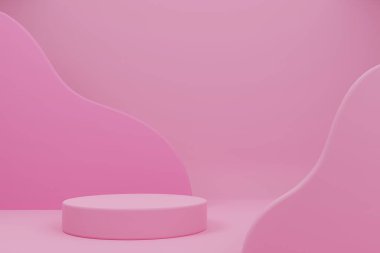 3 boyutlu çizim podyum geometri şekilli sahneyi taklit ediyor. Boş alanı olan soyut minimal tasarım. Gösteri, dükkan önü, görüntü, sunum, şablon