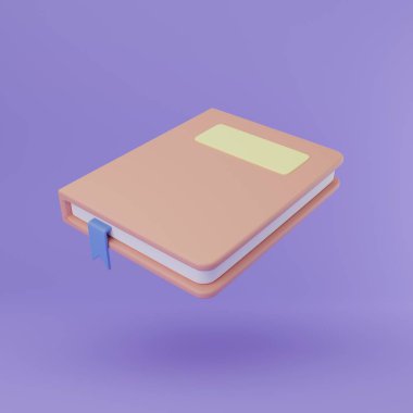 3D çizim karikatür en az ders kitabı simgesi. Eğitim ve online sınıf konsepti. Web tasarımı için kitap simgesi. Hardcover eğitim edebiyatı. İlginç kurgu ve klasikler.