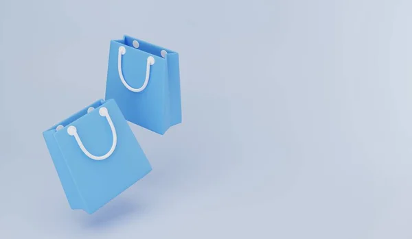 Rendering Illustration Cartoon Minimal Sale Banner Bag Online Shopping Concept — Stock Photo, Image