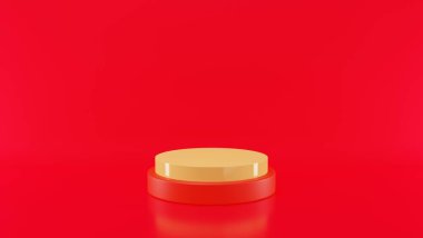 3D görüntüleme silindir podyumları soyut boş uzay dairesi oluşturur. Çin yeni yılı, lüks soyut, sevgililer günü, geçmiş.