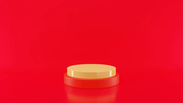 렌더링 일러스트는 Cylinder Podiums Circle 추상빈 공간을 조롱한다 중국의 발렌틴의 — 스톡 사진
