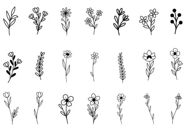 0024 Ręcznie Rysowane Kwiaty Doodle — Wektor stockowy