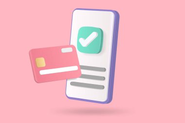 Çevrimiçi para ödeme konsepti ikonu için çevrimiçi kredi kartı güvenliği, ödeme koruma kavramı ile online ödeme kredi kartı 3d, iş finansmanı