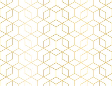 Altıgen ızgara çizgisi ve kusursuz vektör arkaplanı olan kusursuz geometrik desen. Altın desenli. Grafiksel modern model. Dekor, baskı ve paket için basit kafes grafik tasarımı