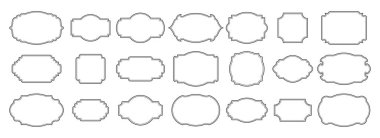 Boş Etiketler ve Etiket Çerçeveleri Seti, yazma alanı yaşlanma tarzı yazı alanı, siyah ve beyaz dekoratif çerçeveler, dekoratif vintage çerçeveler.