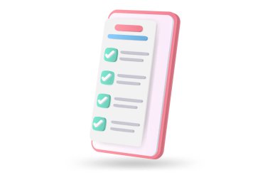 3d minimal E-öğrenme, onaylanmış işaret ya da 3D şirket çevrimiçi fatura ödeme vektör resimleme onaylı