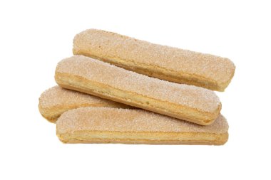 Kadın parmaklı kekler beyaz arka planda izole bir şekilde kapanıyor.