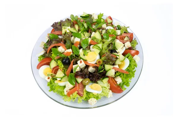 Karışık Salata Yakın Plan Beyaz Arka Planda Izole — Stok fotoğraf