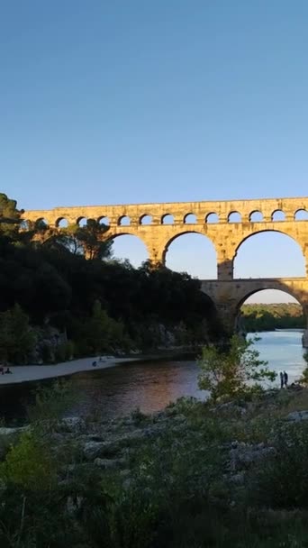 Por Sol Sobre Pont Gard — Vídeo de Stock