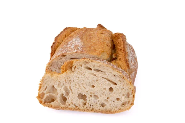 Krájení Chleba Izolovaných Bílém Pozadí — Stock fotografie