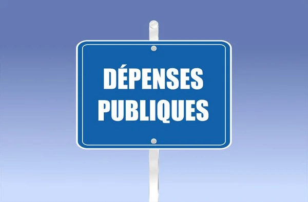 Sinal Estrada Com Despesas Públicas Escrito Francês — Fotografia de Stock