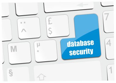Üzerinde veritabanı güvenliği yazılı bilgisayar klavyesi