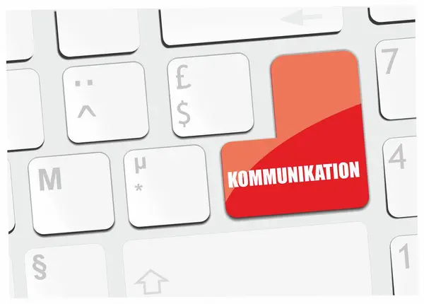 Teclado Computadora Con Escrito Alemán Comunicación — Foto de Stock