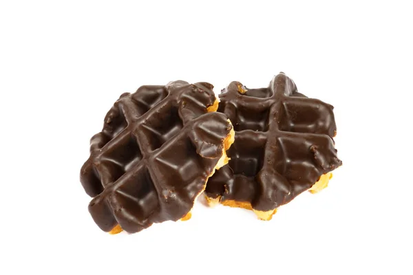 Beyaz Arka Planda Çikolatalı Waffle Ları Kapatın — Stok fotoğraf