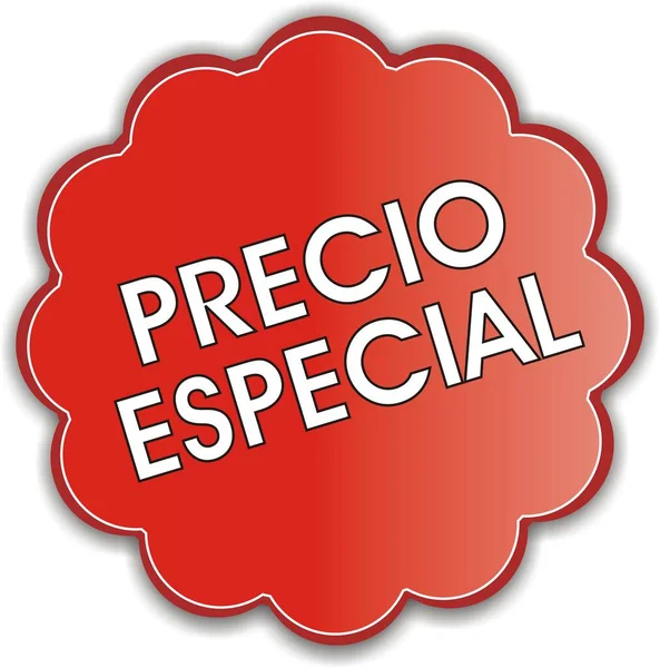 Etiqueta Vermelha Com Preço Especial Escrito Nele Espanhol — Fotografia de Stock