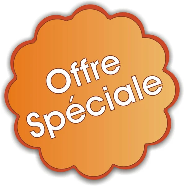 Orange Etikett Med Skrift Det Franska Specialerbjudande — Stockfoto