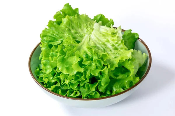 Prato Folhas Salada Close Isolado Fundo Branco — Fotografia de Stock