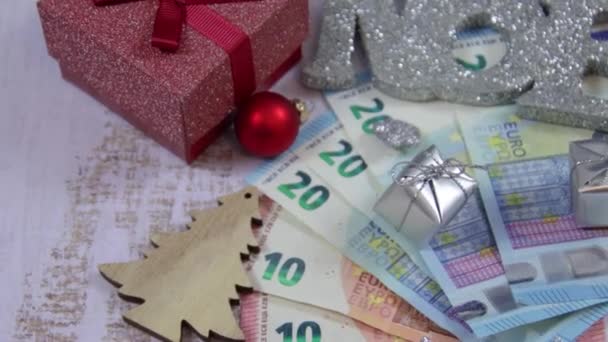 背景与钞票和圣诞装饰 — 图库视频影像