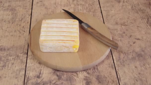Yumuşak Yıkanmış Kabuklu Peynir — Stok video
