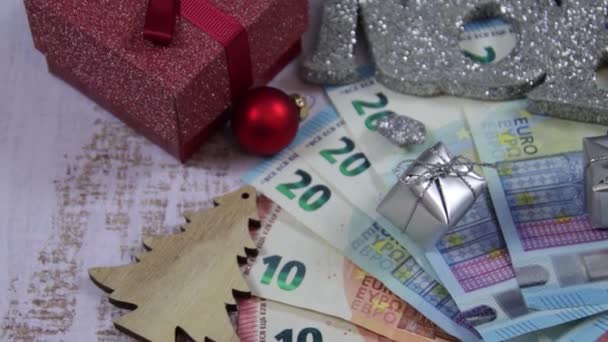 背景与钞票和圣诞装饰 — 图库视频影像