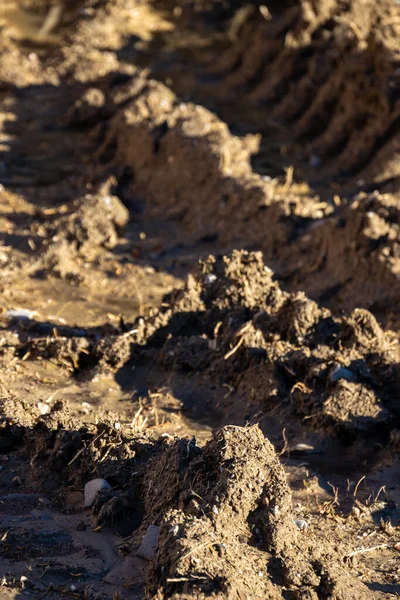 Mud Traces Wheels Close — Stock Photo, Image