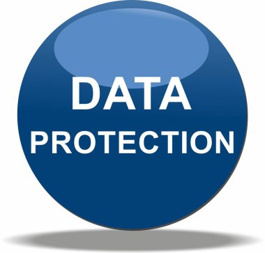 Mavi bir düğmeye 'veri koruması' yazıldı