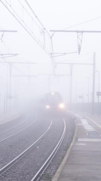 Train Returning Station Fog — Video Stock