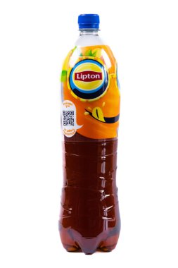 bottle of Lipton brand tea isolated on a white background