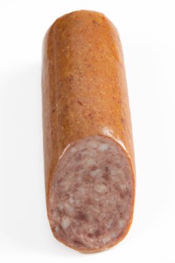 garlic sausage on white background