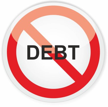 the word debt written on a prohibition sign