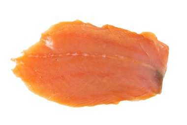 slice of smoked salmon on a white background