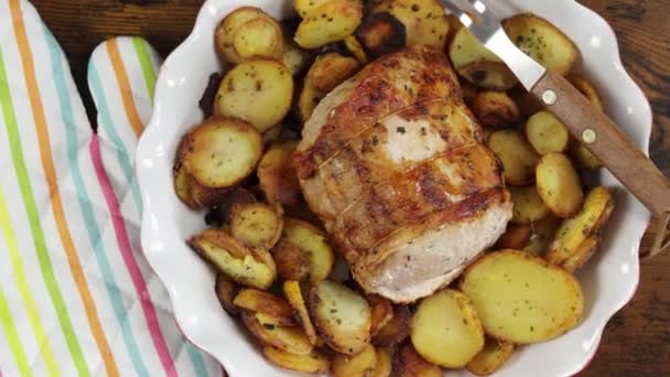 Roast Pork Sarladaise Potatoes Dish — Wideo stockowe
