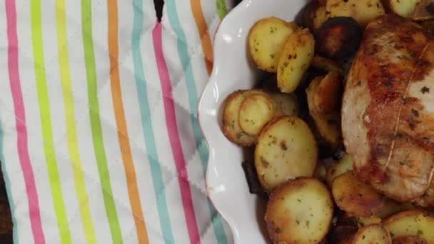 Roast Pork Sarladaise Potatoes Dish — Stockvideo