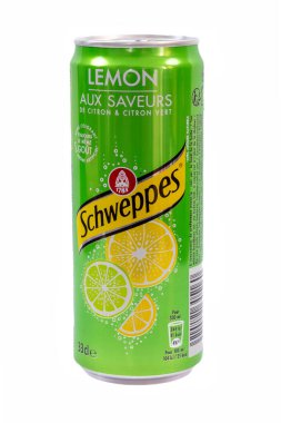 can of Schweppes isolated on a white background