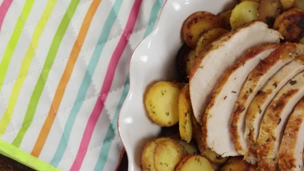 Roast Pork Sarladaise Potatoes Dish — Stockvideo