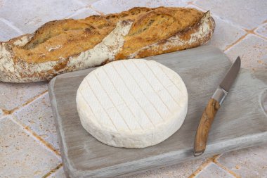 Reblochon cheese close-up, on a cutting board