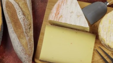 close-up cheese platter on a table