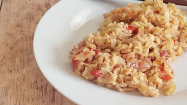 Fried Rice Close Plate — Wideo stockowe