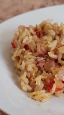 fried rice, close-up, in a plate
